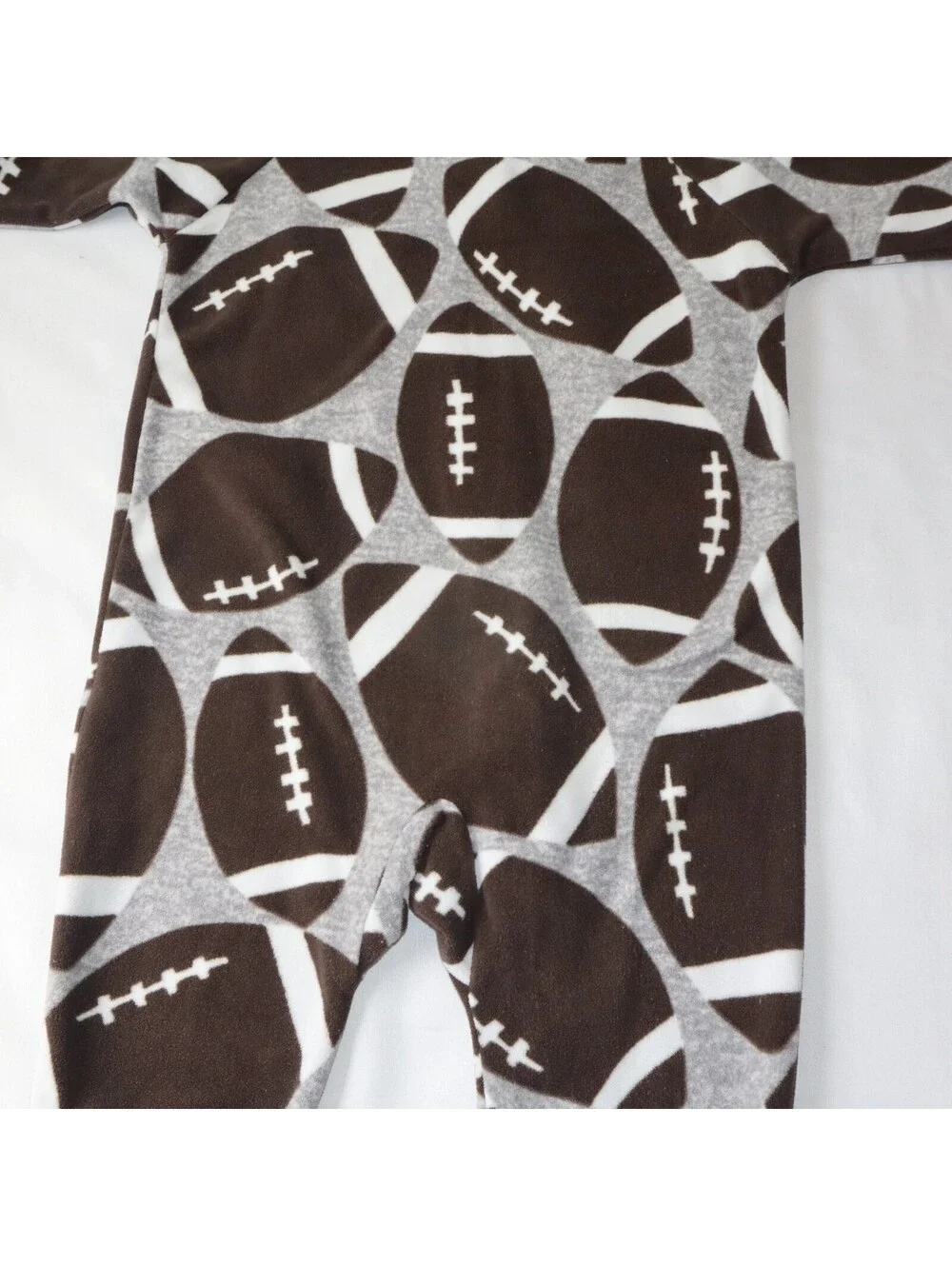 Carter's Boys Football Print Footed Pajamas Size 12M Brown Gray